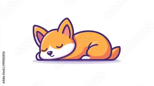 A charming corgi graphic, showcasing the adorable pup resting peacefully in a whimsical flat design that delights viewers.