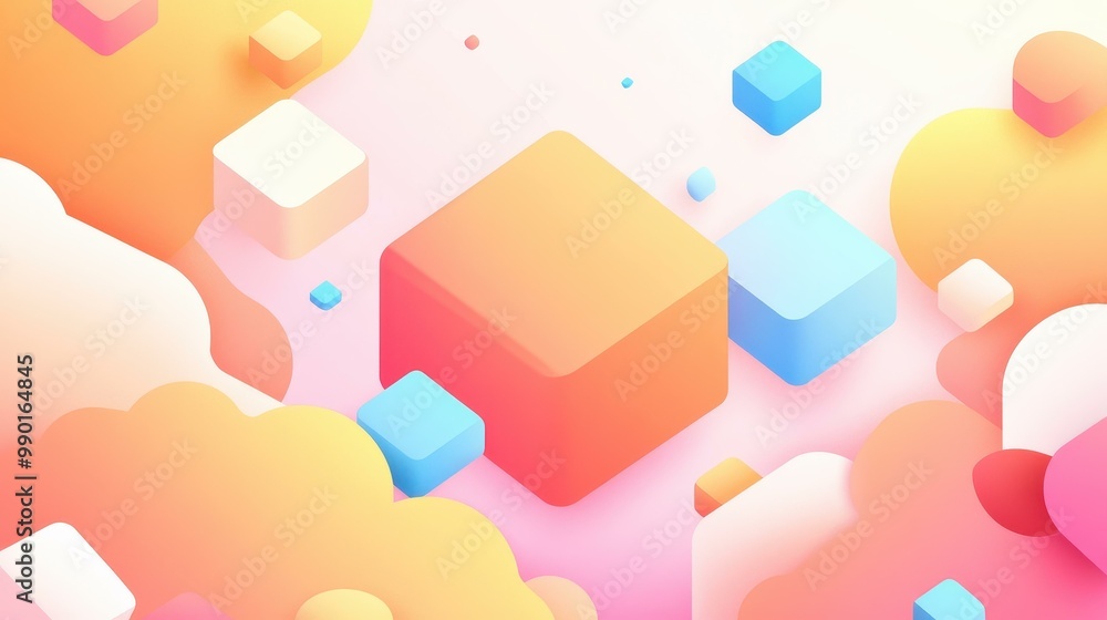 Fototapeta premium Explore a chic vector art piece merging cubes and textures, showcasing a vibrant and modern abstract design for your space.