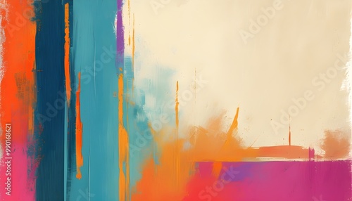 Abstract minimalism meets grunge in a vibrant brushstroke illustration created through generative AI techniques photo