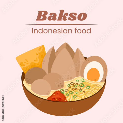 Bakso or meatball Indonesian food vector design illustration