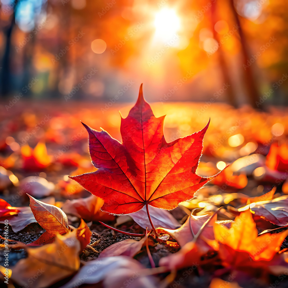 Collection of colorful autumn leaves scattered on the ground in a peaceful park setting
Collection of colorful autumn leaves scattered on the ground in a peaceful park setting