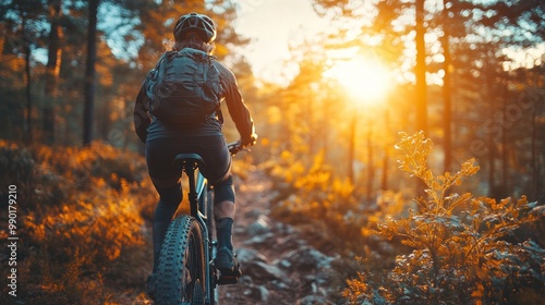 Mountain Biking at Sunset photo