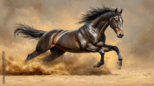 Sleek 3D Render of a Galloping Horse in Action