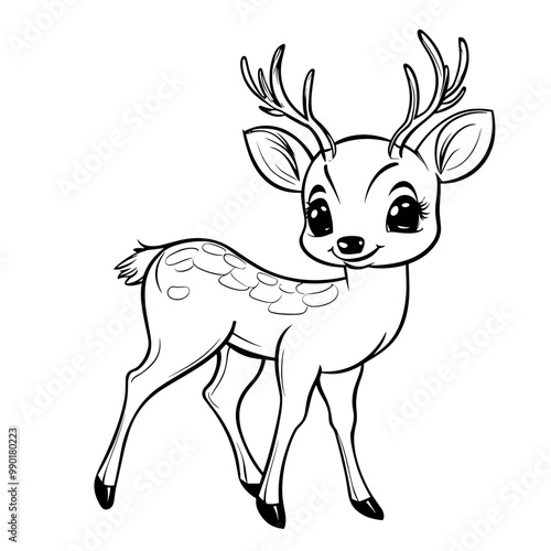 Coloring page of cute deer