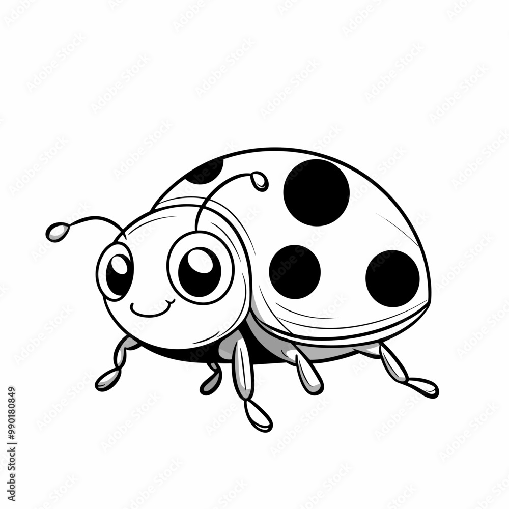 Fototapeta premium Cute Ladybug Coloring Page Cartoon Vector Illustration
