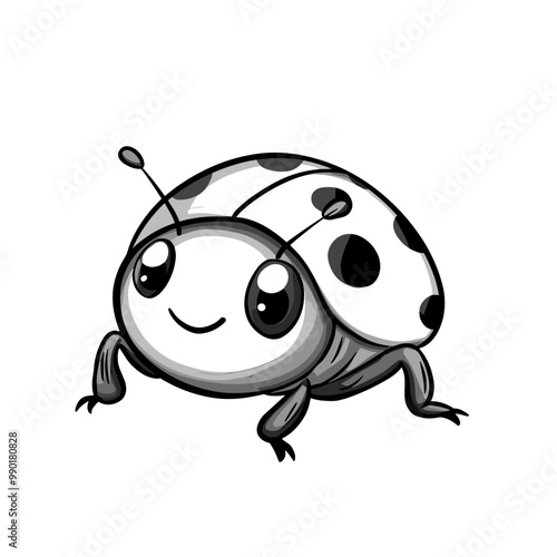 Cute Ladybug Coloring Page Cartoon Vector Illustration