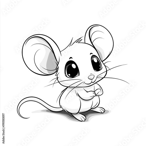 Cute mouse animal coloring page cartoon vector illustration