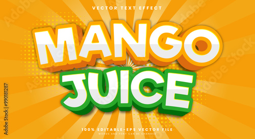 Mango Juice 3d editable text effect Template suitable for fresh Juice Theme