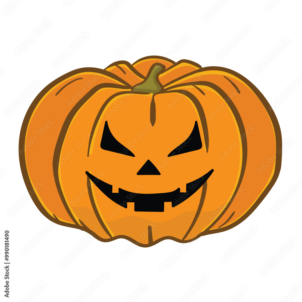 Vector icon for a happy Jack-O'-Lantern with a cheerful grin. Hand-drawn orange pumpkin, featuring a bright, joyful expression, ideal for festive Halloween themes. Vector icon for a happy Jack-O'-Lantern with a cheerful grin. Hand-drawn orange pumpkin, featuring a bright, joyful expression, ideal for festive Halloween themes.