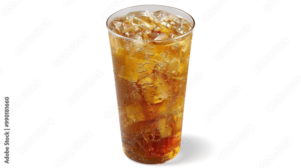 A refreshing drink placed on a pure white background. The drink has an enticing color and an appealing shape. There might be condensation on the glass, adding a touch of freshness. The white backgrou A refreshing drink placed on a pure white background. The drink has an enticing color and an appealing shape. There might be condensation on the glass, adding a touch of freshness. The white backgrou