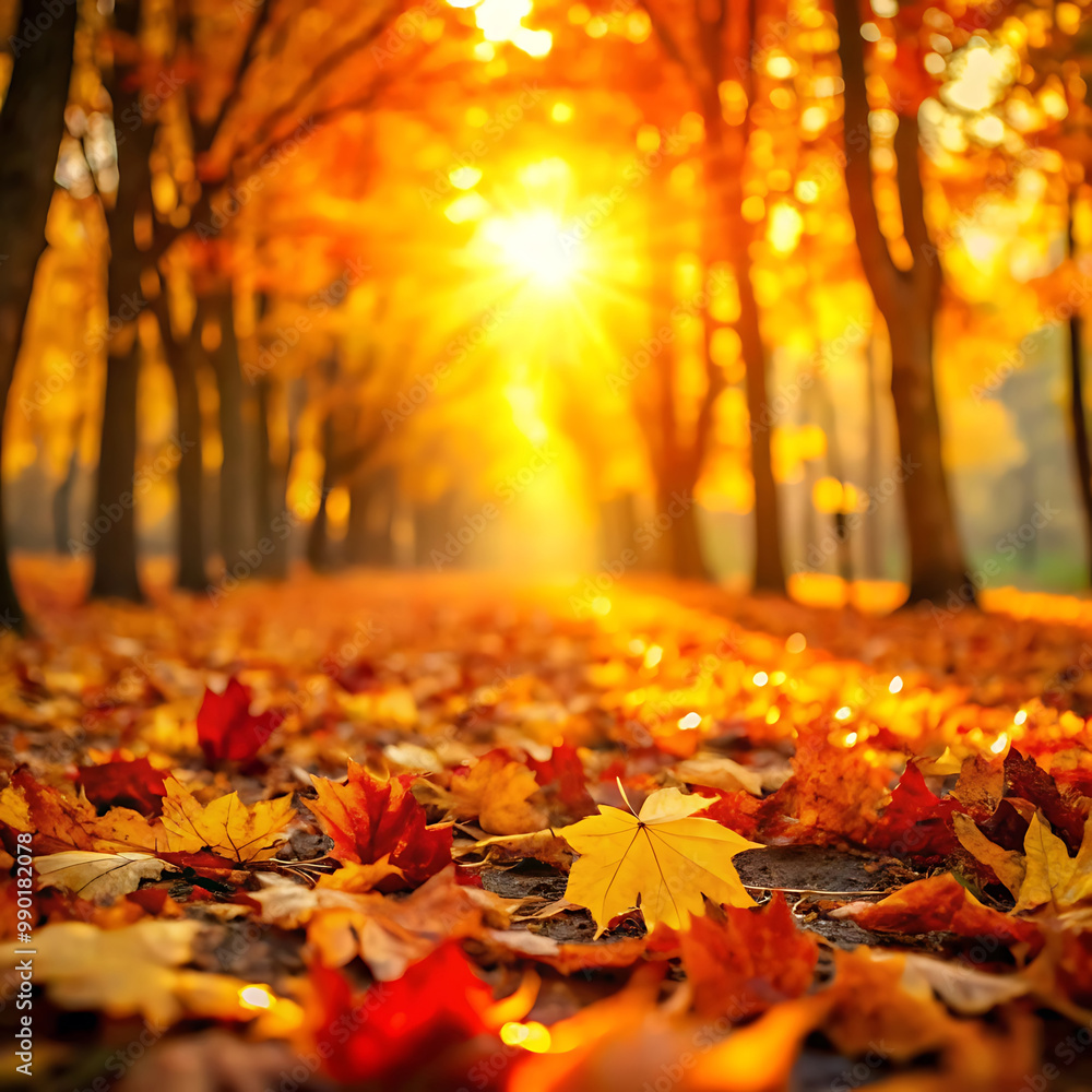 Collection of colorful autumn leaves scattered on the ground in a peaceful park setting
Collection of colorful autumn leaves scattered on the ground in a peaceful park setting