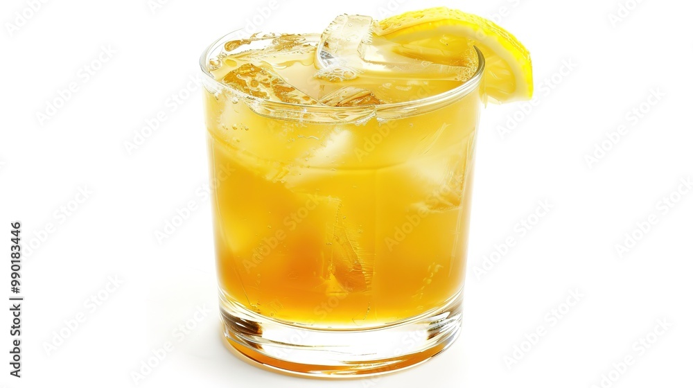 A refreshing drink placed on a pure white background. The drink has an enticing color and an appealing shape. There might be condensation on the glass, adding a touch of freshness. The white backgrou A refreshing drink placed on a pure white background. The drink has an enticing color and an appealing shape. There might be condensation on the glass, adding a touch of freshness. The white backgrou