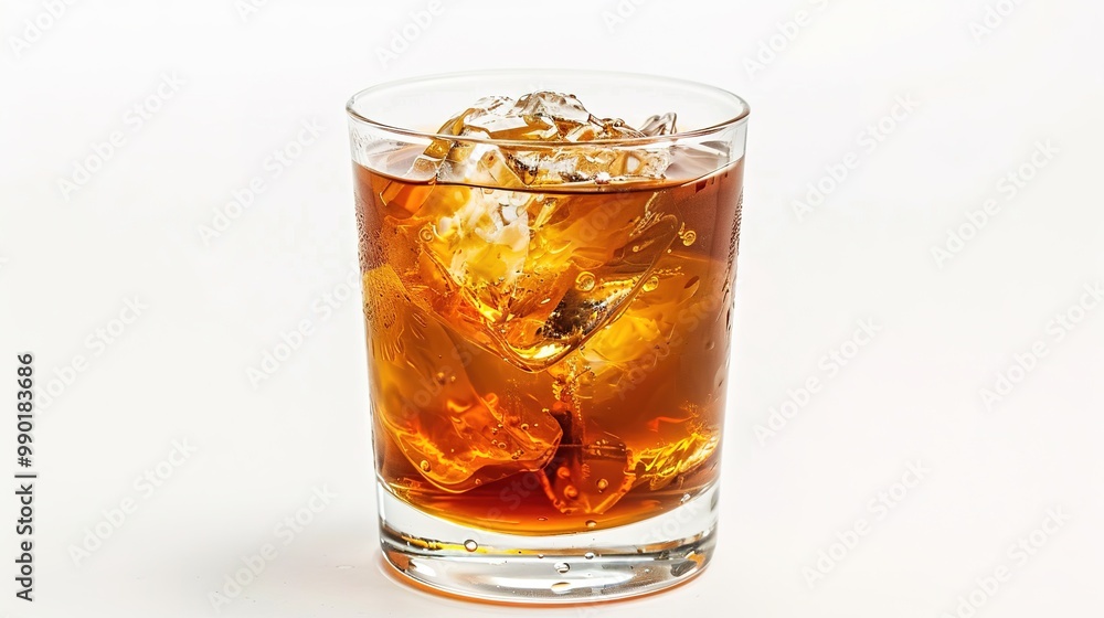 A refreshing drink placed on a pure white background. The drink has an enticing color and an appealing shape. There might be condensation on the glass, adding a touch of freshness. The white backgrou A refreshing drink placed on a pure white background. The drink has an enticing color and an appealing shape. There might be condensation on the glass, adding a touch of freshness. The white backgrou