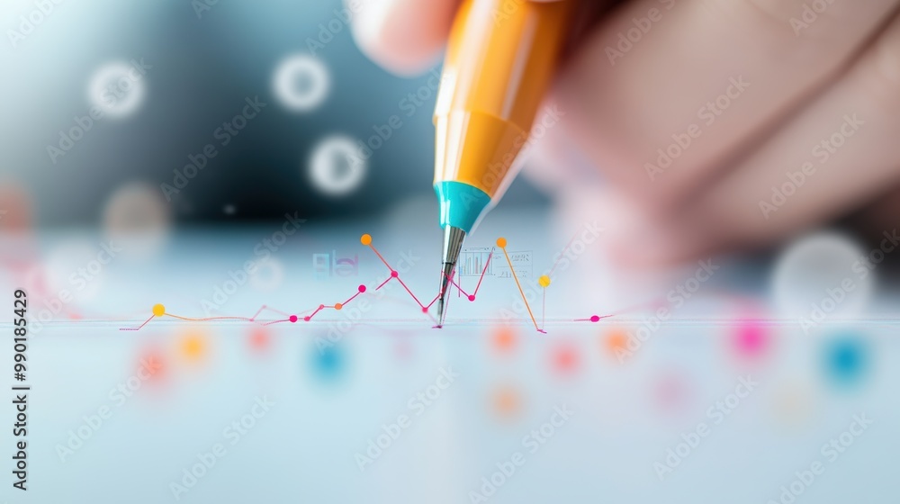 A data analyst examining a graph, highlighting trends and anomalies to understand the root cause of a problem. A data analyst examining a graph, highlighting trends and anomalies to understand the root cause of a problem.