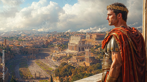 Roman Emperor Julius Caesar Augustus in The Ancient City of Rome