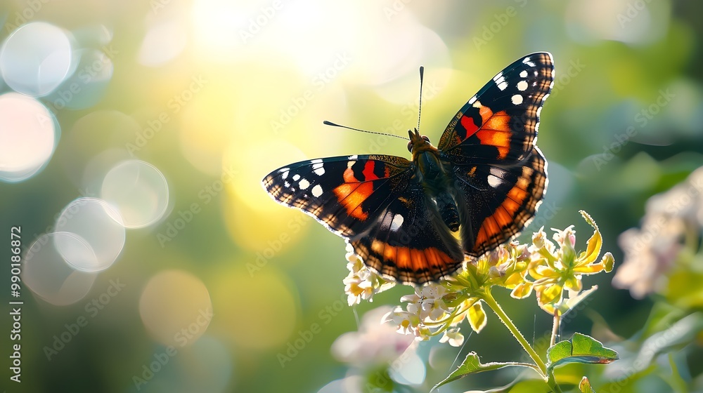 Eine fotorealistische Makroaufnahme eines Roten Admiral Schmetterlings (Vanessa Atalanta)