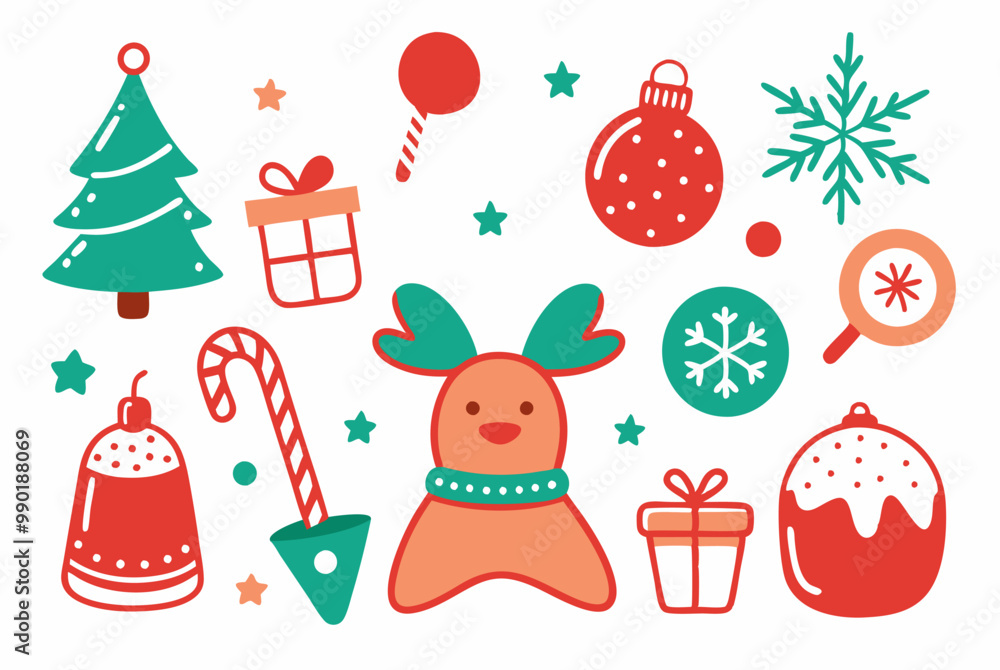 Christmas elements collection with festive icons for holiday design Christmas elements collection with festive icons for holiday design