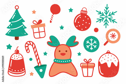 Christmas elements collection with festive icons for holiday design