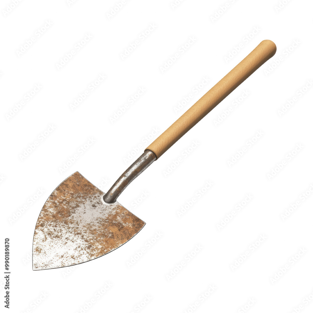 Rusty Garden Trowel with Wooden Handle and Textured Blade on transparent Background Rusty Garden Trowel with Wooden Handle and Textured Blade on transparent Background