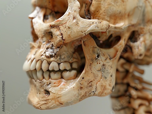 Human Skull Close-up: Detailed Anatomy of the Jaw and Teeth