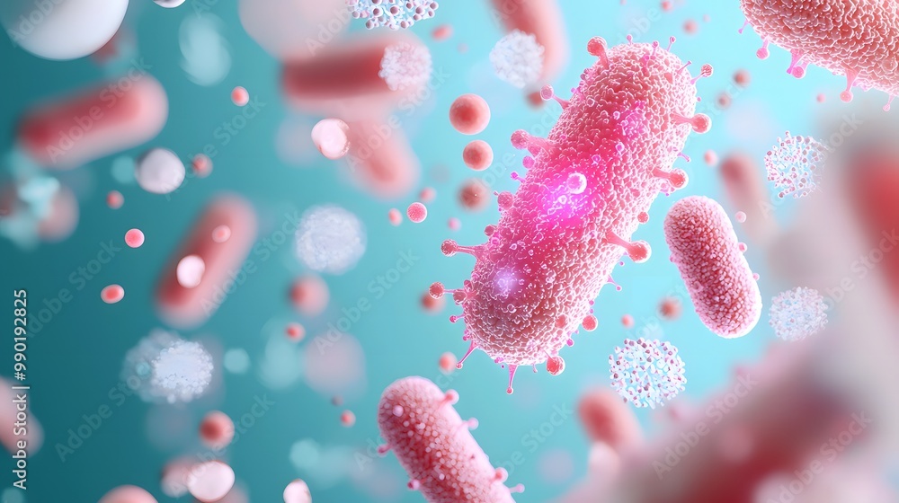 Vibrant 3D Render of Bacteria Cross-Section - Realistic Cellular Structure with Glowing Organelles in Liquid Environment Vibrant 3D Render of Bacteria Cross-Section - Realistic Cellular Structure with Glowing Organelles in Liquid Environment