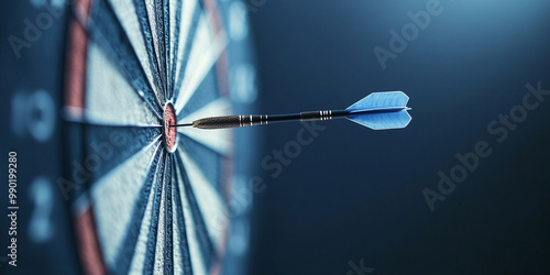 close up of dart flying toward center of target, showcasing precision and focus in competitive game. dartboards vibrant colors enhance intensity of moment