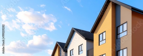 Affordable apartment building in a lowincome neighborhood, with a clean, modern design that addresses housing needs in a recession economy