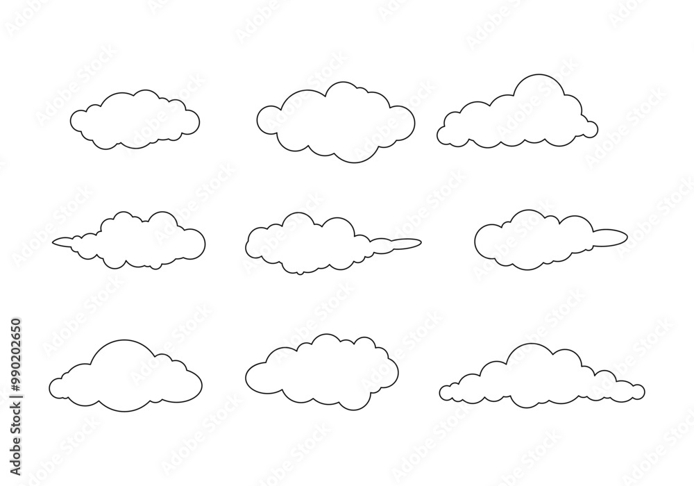Cloud doodle line symbol sign icon collection. outline style. isolated illustration Cloud doodle line symbol sign icon collection. outline style. isolated illustration