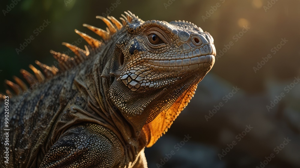 Obraz premium Close-up of an Iguana in the Sunlight