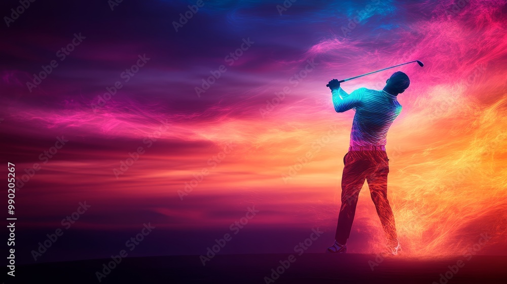 Psychedelic golfer in a surreal landscape, using a glowing rainbow-colored cigar cutter, neon accents, trippy atmosphere, abstract art style, bold, vibrant colors Psychedelic golfer in a surreal landscape, using a glowing rainbow-colored cigar cutter, neon accents, trippy atmosphere, abstract art style, bold, vibrant colors