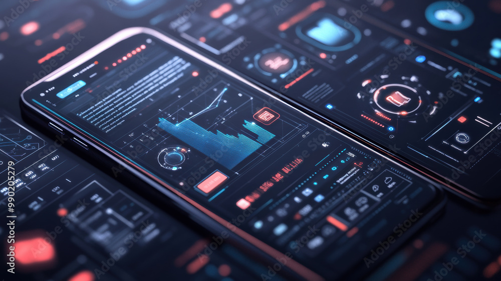 image showcases modern smartphone displaying advanced data analytics and user interface designs, emphasizing technology and innovation image showcases modern smartphone displaying advanced data analytics and user interface designs, emphasizing technology and innovation