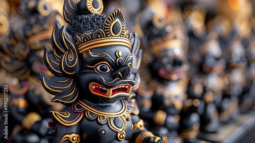 Vibrant Black Statue of a Traditional Figure