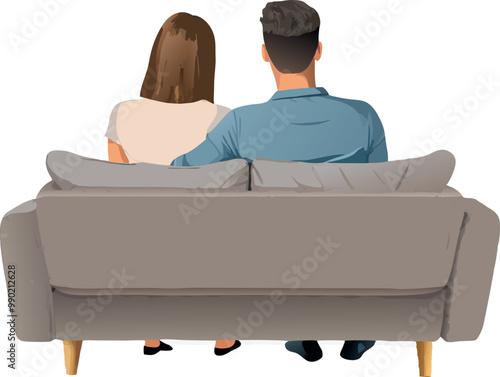Young couple relaxing on sofa watching television