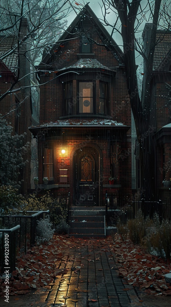 Charming Brick House in the Snow Charming Brick House in the Snow