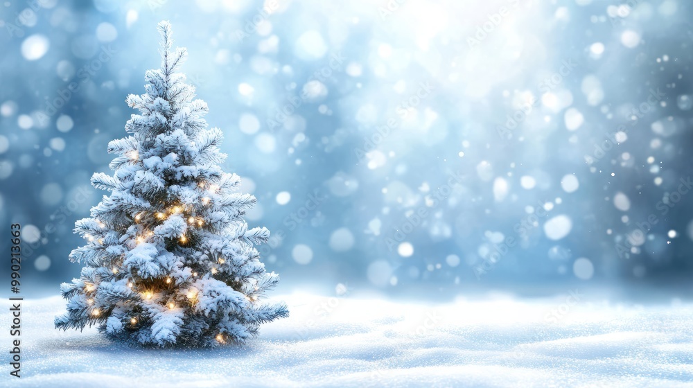 Winter christmas background with snow tree and lots of copy space Winter christmas background with snow tree and lots of copy space
