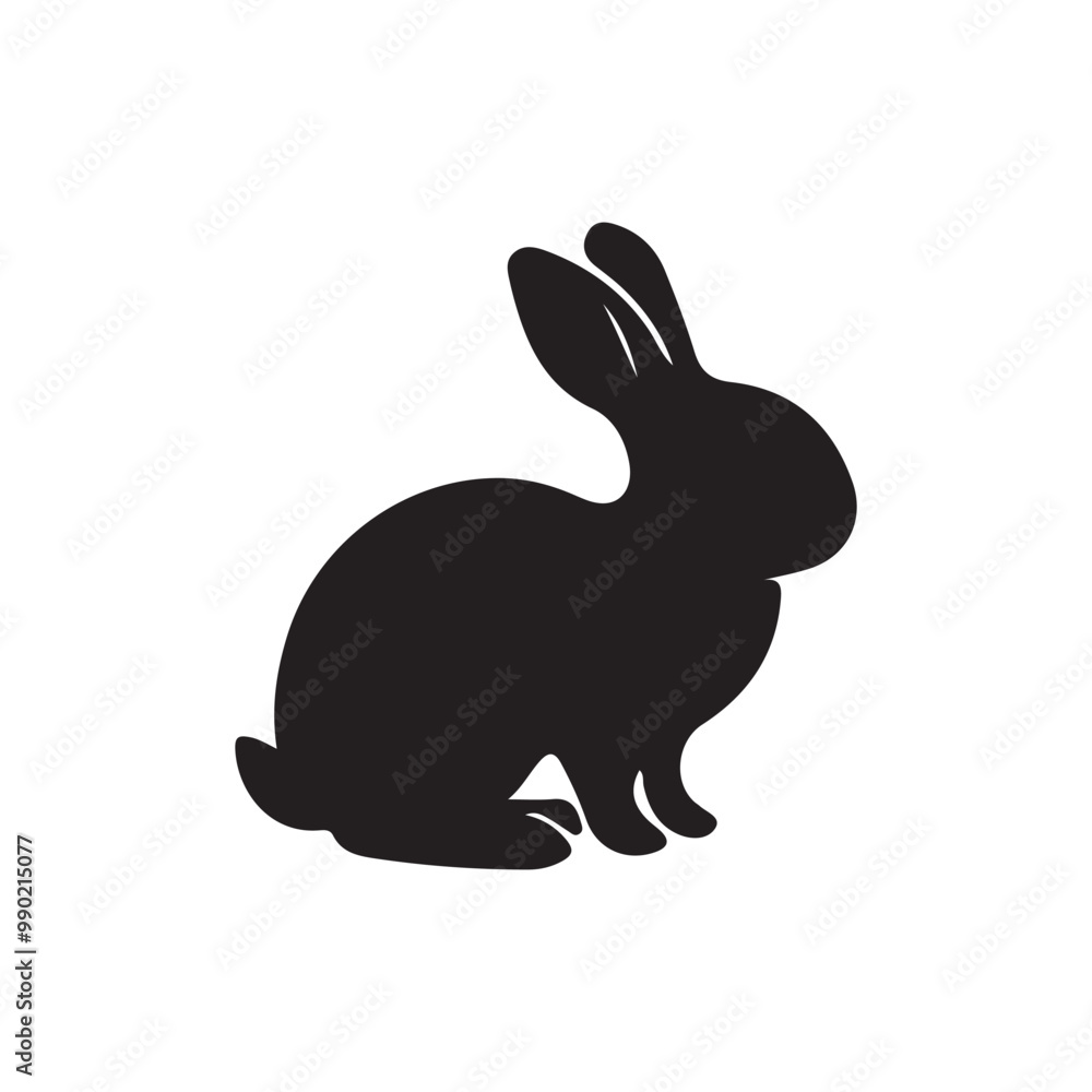 Black side silhouette of a rabbit isolated on white background. Vector illustration Black side silhouette of a rabbit isolated on white background. Vector illustration