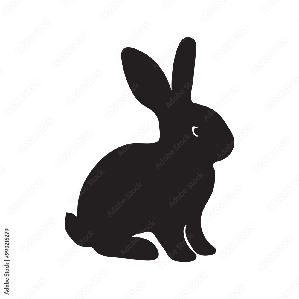 Black side silhouette of a rabbit isolated on white background. Vector illustration Black side silhouette of a rabbit isolated on white background. Vector illustration