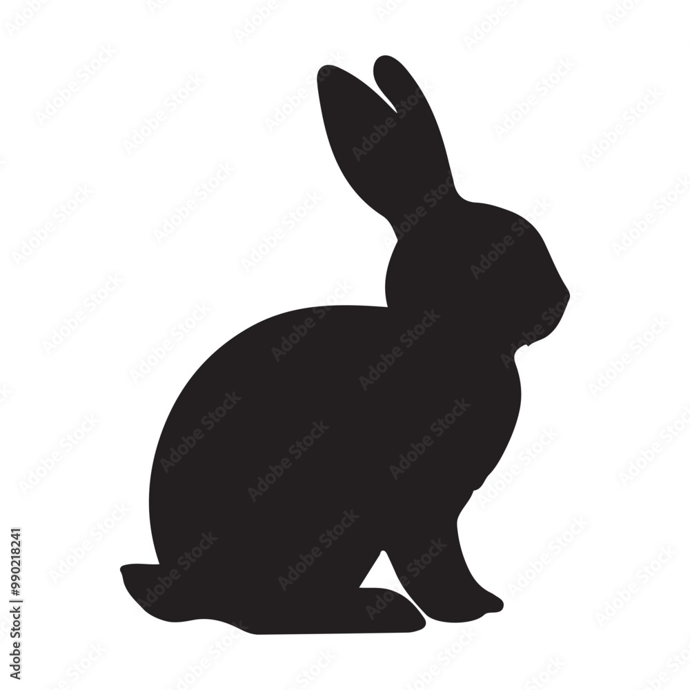 Black side silhouette of a rabbit isolated on white background. Vector illustration Black side silhouette of a rabbit isolated on white background. Vector illustration