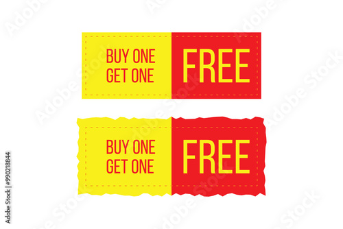 vector buy one get one free yellow and red sale banner
