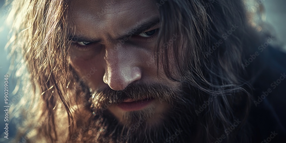 Man with long hair and beard Man with long hair and beard