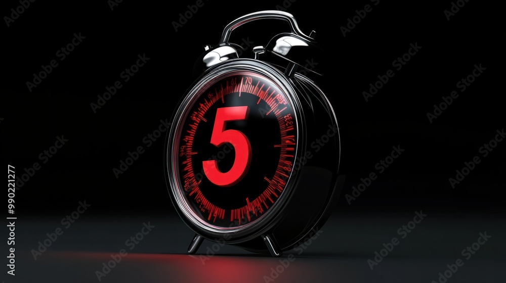 © Johannes - An isolated black background shows a countdown of 5 minutes in hours, minutes, and seconds