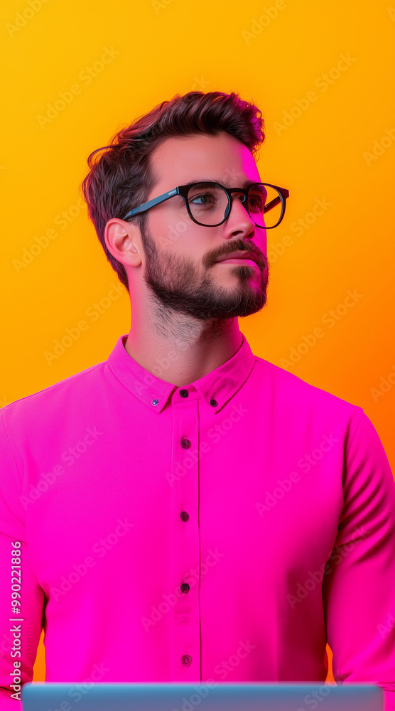 A flexible leader adapting to changes in real-time, managing multiple tasks with ease, neon lighting in a sleek office A flexible leader adapting to changes in real-time, managing multiple tasks with ease, neon lighting in a sleek office