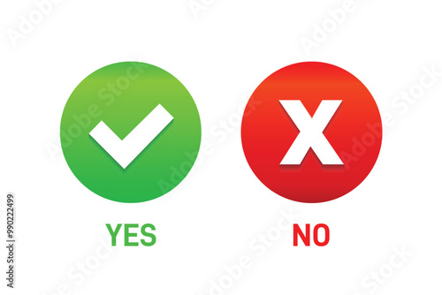 vector yes and no check mark button design
