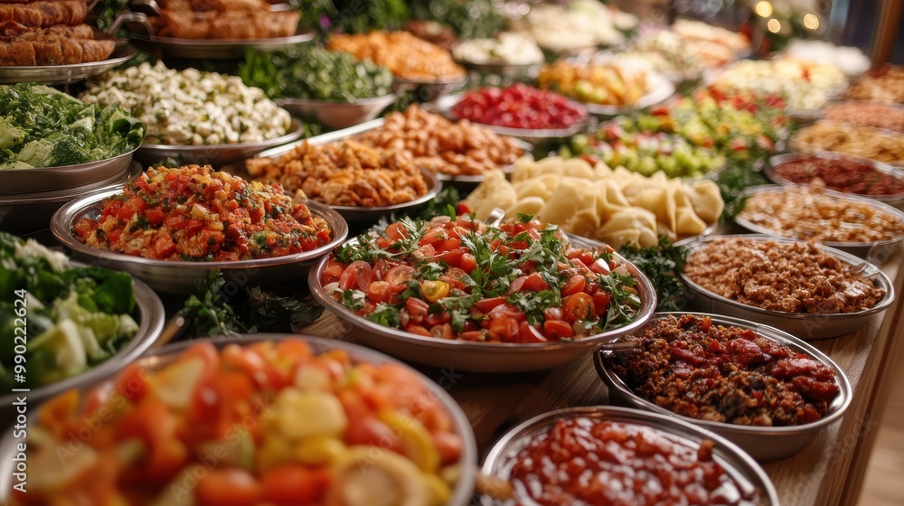 A vibrant array of colorful dishes and fresh ingredients displayed in bowls, showcasing delightful culinary diversity. A vibrant array of colorful dishes and fresh ingredients displayed in bowls, showcasing delightful culinary diversity.