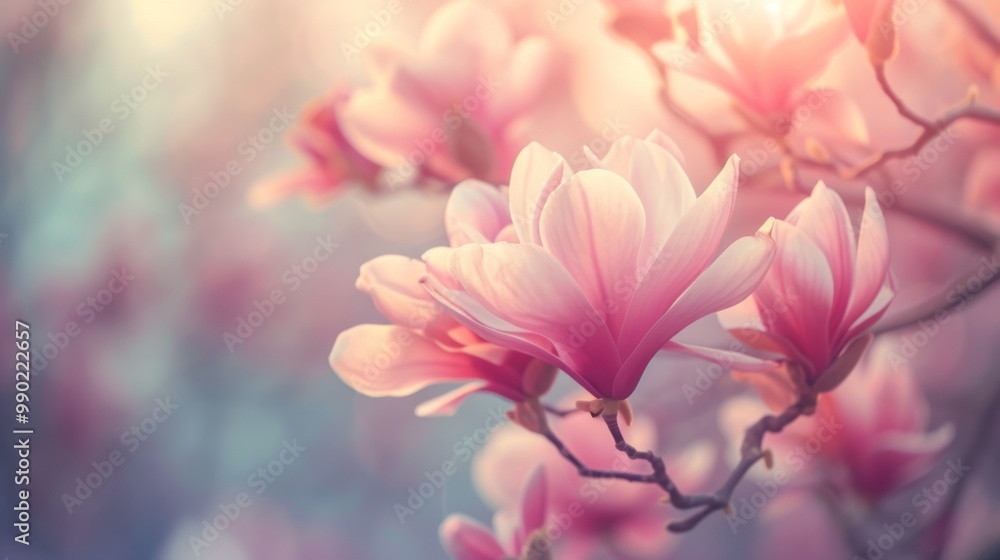 Pink Magnolia Blossoms in Spring: Delicate Floral Beauty Pink Magnolia Blossoms in Spring: Delicate Floral Beauty