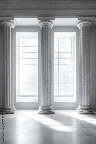 Three columned room interior photo