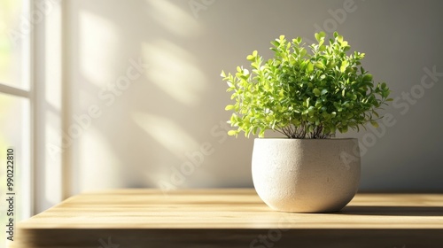 Potted Plant on Wooden Table