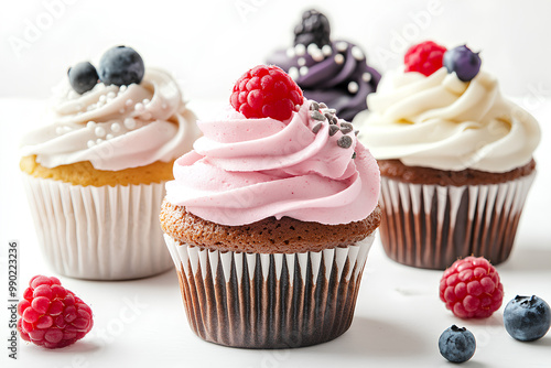 cute cupcake set, white background