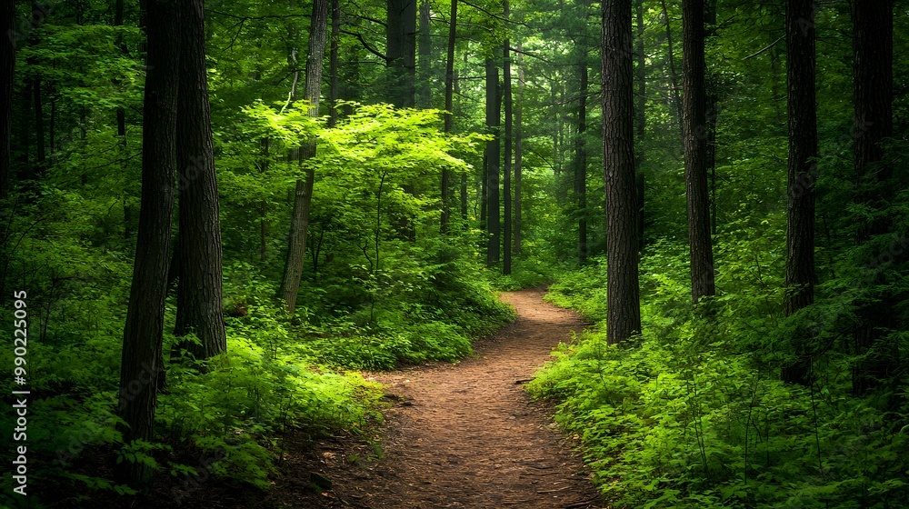 Obraz premium A Winding Path Through a Lush Green Forest