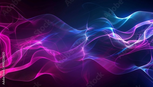 Abstract Glow Neon Waves Background